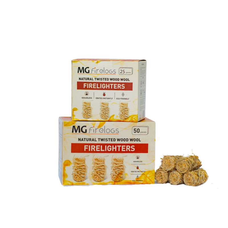Natural Wood Wool Firelighters MG Firelogs