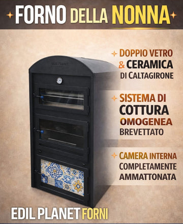 Edil Planet Forni® Forno Della Nonna Wood Oven with Dual Glass Door