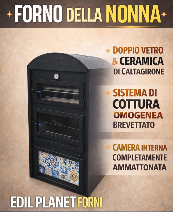 Edil Planet Forni® Forno Della Nonna Wood Oven with Dual Glass Door