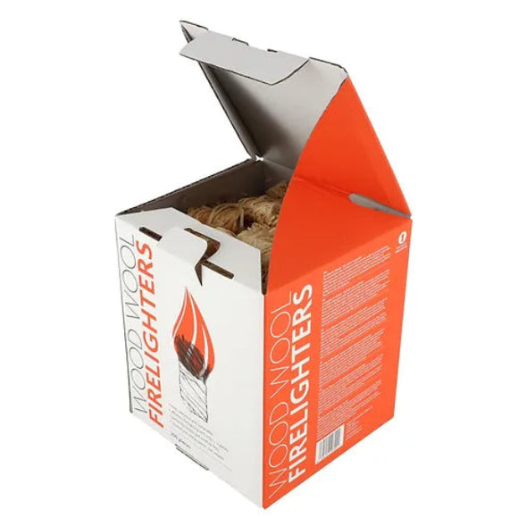 Natural Wood Wool Firelighters - Economy Box 200 Pcs